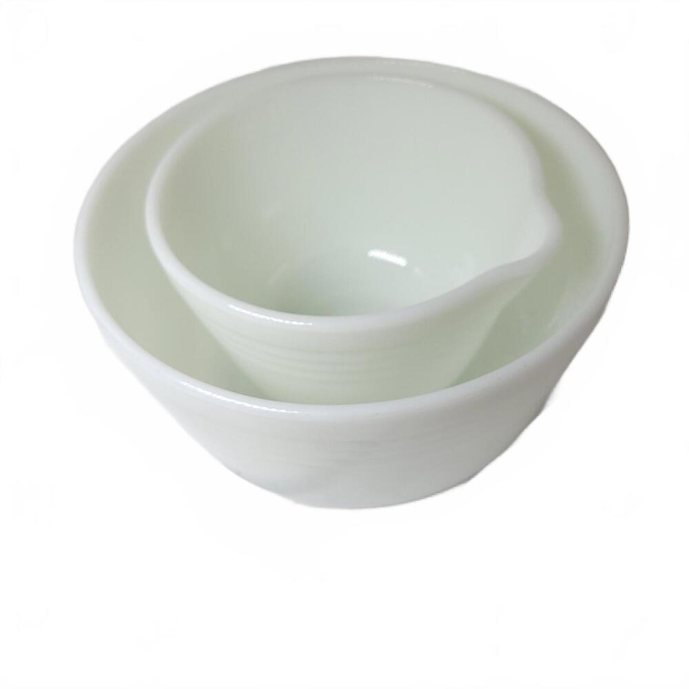 2 Vintage Pyrex Milk Glass White Ribbed Batter Mixing Bowls Hamilton Beach